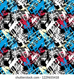 Bright abstract geometric seamless pattern in graffiti style. Quality vector illustration for your design