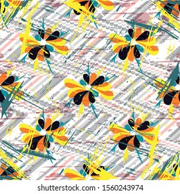 Bright abstract geometric seamless pattern in graffiti style quality illustration for your design