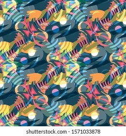 Bright abstract geometric seamless pattern in graffiti style quality illustration for your design