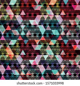 Bright abstract geometric seamless pattern in graffiti style. Quality vector illustration for your design