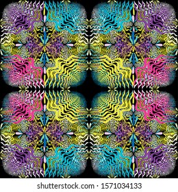 Bright abstract geometric seamless pattern in graffiti style quality illustration for your design