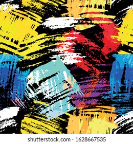 Bright abstract geometric seamless pattern in graffiti style. Quality vector illustration for your design