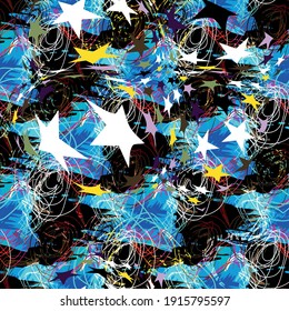 Bright abstract geometric seamless pattern in graffiti style. Quality vector illustration for your design