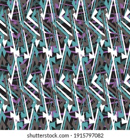Helles abstraktes geometrisches, nahtloses Muster im Graffiti-Stil. Qualitätsvektorgrafik für Ihr Design