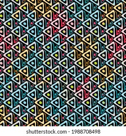 Patrón geométrico luminoso abstracto sin costuras en el estilo del graffiti. Ilustración vectorial de calidad para su diseño