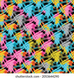 Bright abstract geometric seamless pattern in graffiti style. Quality vector illustration for your design
