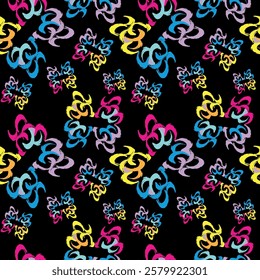 Bright abstract geometric seamless pattern in graffiti style. Quality vector illustration for your design