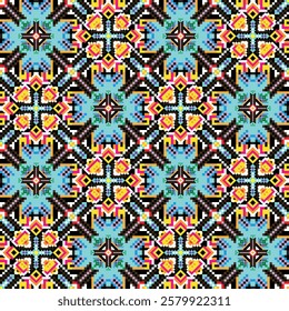 Bright abstract geometric seamless pattern in graffiti style. Quality vector illustration for your design