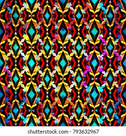 Bright abstract geometric seamless pattern in graffiti style. Quality vector illustration for your design