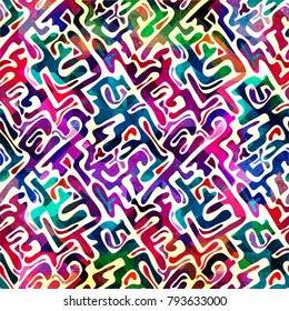 Bright abstract geometric seamless pattern in graffiti style. Quality vector illustration for your design