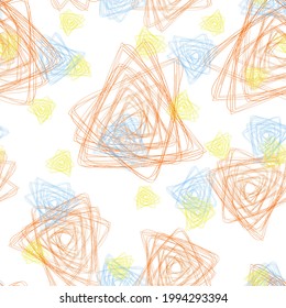 Las formas geométricas abstractas brillantes son un patrón sin fisuras. Triángulo diseño de superficie de textura interminable. Fondo ilimitado de doodle de mano ahogado para textil, papel, envoltura de papel, paquete