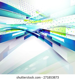 Bright abstract geometric template for technology presentation and business offer. Place headline and print text message. 