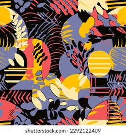 bright abstract geometric tropical seamless pattern for sportswear