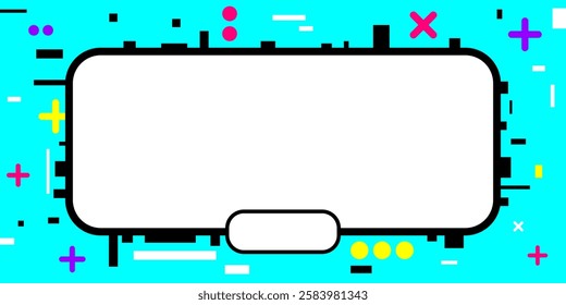 Bright abstract geometric vector banner design with button