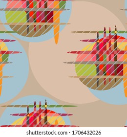 Bright abstract geometric vector seamless pattern for your design