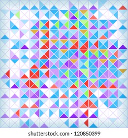 Bright abstract geometrical mosaic background with blue and red triangles. Eps10