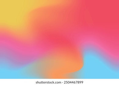 Bright abstract gradient background with blue, yellow, red, pink colors. Vector horizontal trendy style concept for summer, spring party poster, flyer, web banner, social media design.