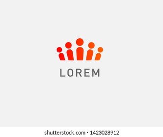 Bright abstract gradient logo red crown and people for business company