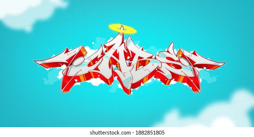 Bright abstract graffiti on a juicy background. Vector illustration