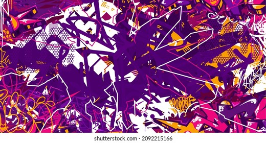 Bright Abstract Hip Hop Street Art Graffiti Style Urban Calligraphy Vector Illustration Background Art