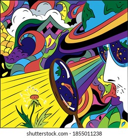 Bright abstract illustration on a free theme. Surreal Fantasy Vector Graphics.