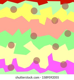 Bright abstract image consists of circles and colored broken stripes.
