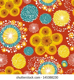 bright abstract indian flower seamless pattern