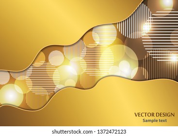 Bright abstract layered background. Gradient metallic color, geometric texture with circles and stripes. Vector illustration for flyer, poster, banner, business card design.