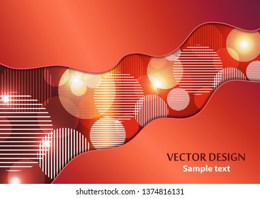 Bright abstract layered background. Gradient metallic color, geometric texture with circles and stripes. Vector illustration for flyer, poster, banner, business card design.