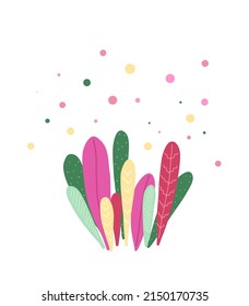 Bright abstract leaves of plants. Vector floral illustration.