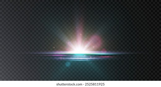 Bright abstract light effect with rays and glare, and energy explosion effect for vector illustration.
