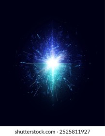 Bright abstract light effect with rays and glare, and energy explosion effect for vector illustration.