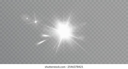 Bright abstract light effect with rays and glare for vector illustration.