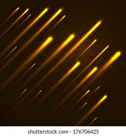 Bright abstract lights background. Comets illustration. Vector.