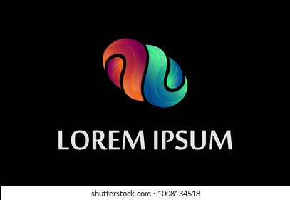 Bright abstract logo vector template. Colorful icon, sign. Creative Agency, Technology, Business, Synergy logotype concept idea.