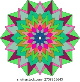 Bright Abstract Mandala Flower Design With Geometric Elements