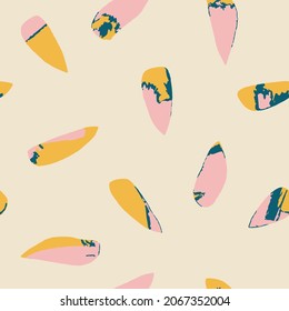 Helle abstrakte gemischte Pinselstriche nahtlose Vektormuster auf hellem Hintergrund. Minimalistischer, bunter Hintergrund mit Texturen, perfekt für Hintergrund oder Verpackungsdesign.