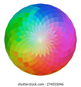 Bright abstract mosaic circle. Logo rainbow mandala. Vector illustration.