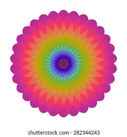 Bright abstract mosaic circle. Logo rainbow mandala. Vector illustration.