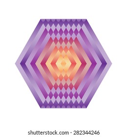 Bright abstract mosaic  hexagon. Logo rainbow mandala. Vector illustration.