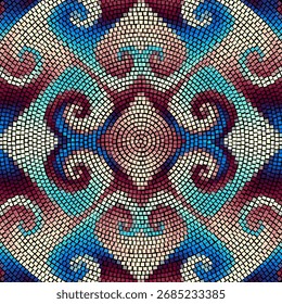 Brillante mosaico abstracto sin patrón. Vector de fondo. Textura sin fin. Fragmentos de baldosas cerámicas.