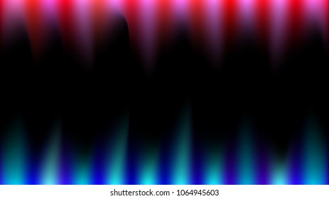 Bright, abstract, multicolored, blue, red and pink magical rays of light like fire, sharp fangs, stalactites on a black background. Vector abstract dark background.