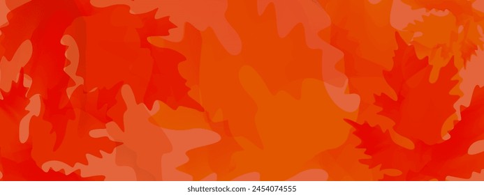 Bright abstract orange background with maple leaves c gradient Vector colorful fall banner for seasonal festivals and holidays design.