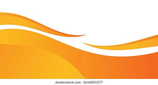 Bright abstract orange wave background with smooth flowing curves and white space. Perfect for banners, business presentations, marketing materials, and creative designs
