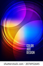 Bright abstract overlapping circles, lines. You can use for advertisement, poster, template, business presentation. Vector illustration