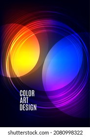 Bright abstract overlapping circles, lines. You can use for advertisement, poster, template, business presentation. Vector illustration