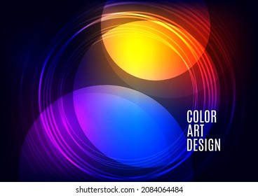 Bright abstract overlapping circles, lines. You can use for advertisement, poster, template, business presentation. Vector illustration