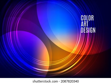 Bright abstract overlapping circles, lines. You can use for advertisement, poster, template, business presentation. Vector illustration