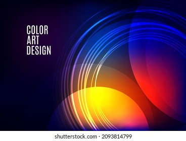Bright abstract overlapping circles, lines. You can use for advertisement, poster, template, business presentation. Vector illustration
