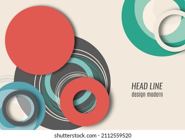 Bright abstract overlapping circles, lines. You can use for advertising, poster, template, business presentation. Vector illustration